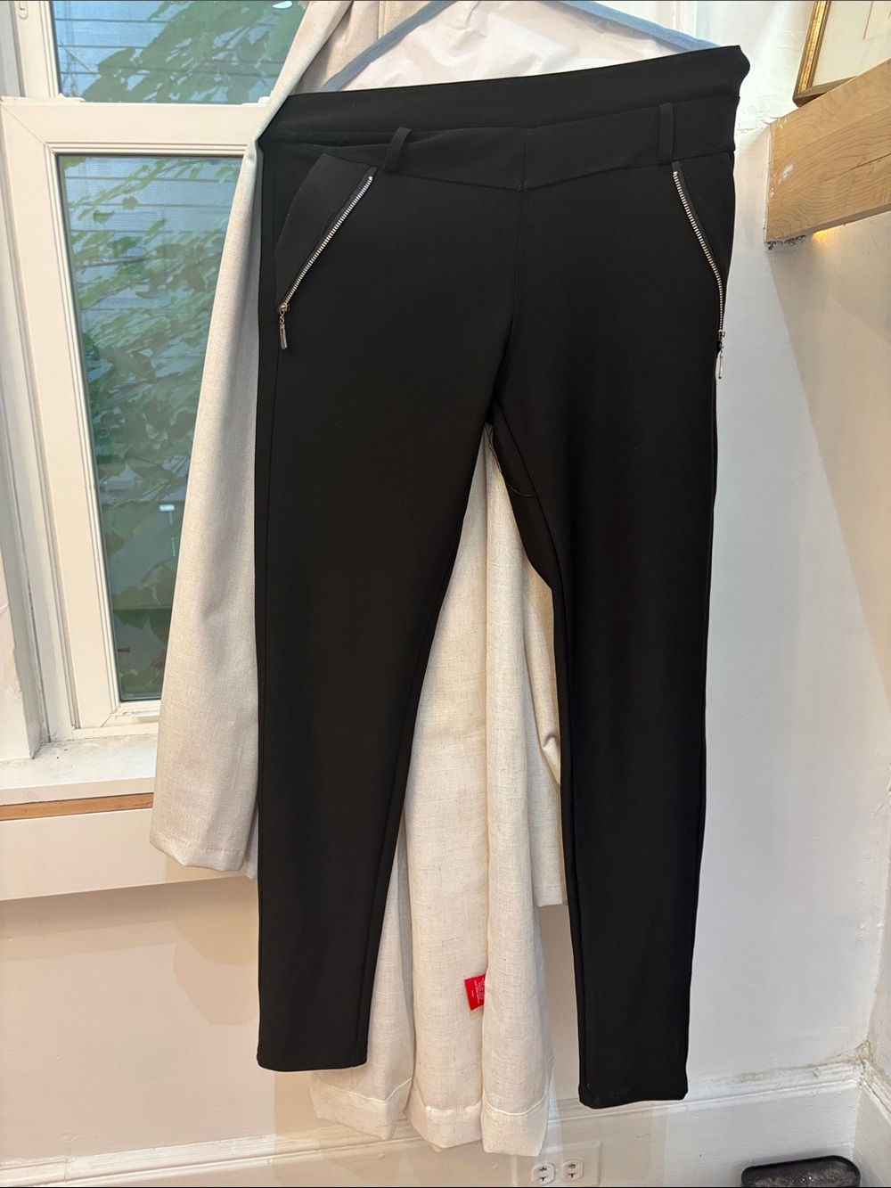 Black Slim Zipper Ponte Pants